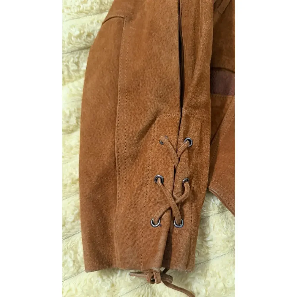 Women’s Vintage 80’s Fringe Leather Jacket Brown Western Express Size Large - Picture 16 of 16